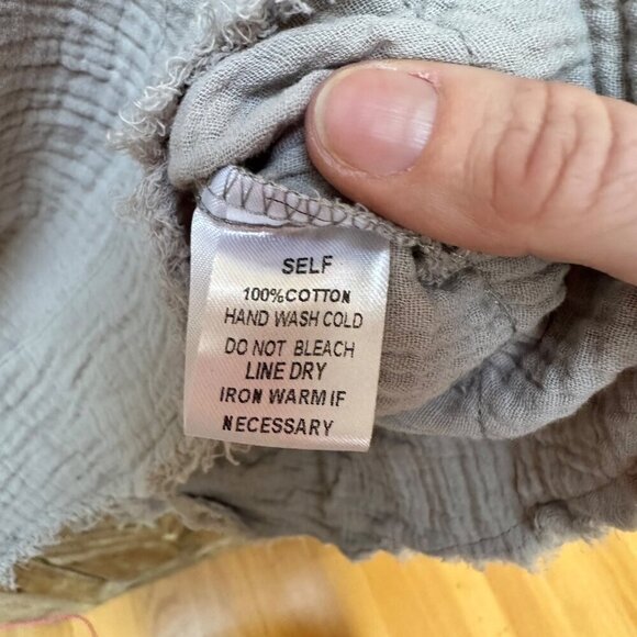 Big Water Blue Sky Top Textured Distressed Cotton 1/4 Button-Up Long Sleeve SM - Picture 7 of 7